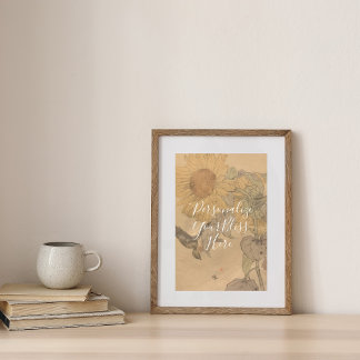 CUSTOM Nostalgic Sunflower & Bird Art Print  ポスター