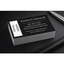 Custom Notary Business Card Black White Minimal 名刺