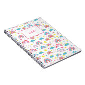 Custom Notebook With Name Rainbow Design for Girls ノートブック (右側)