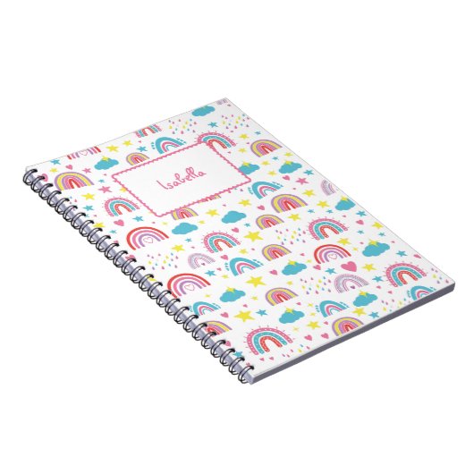 Custom Notebook With Name Rainbow Design for Girls ノートブック (右側)