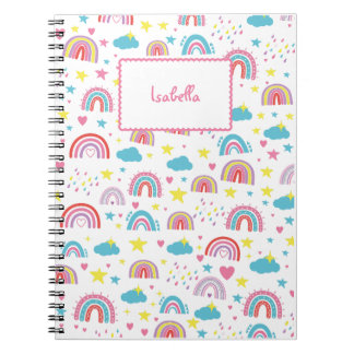Custom Notebook With Name Rainbow Design for Girls ノートブック