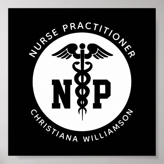 Custom NP Nurse Practitioner Graduation Caduceus ポスター (正面)