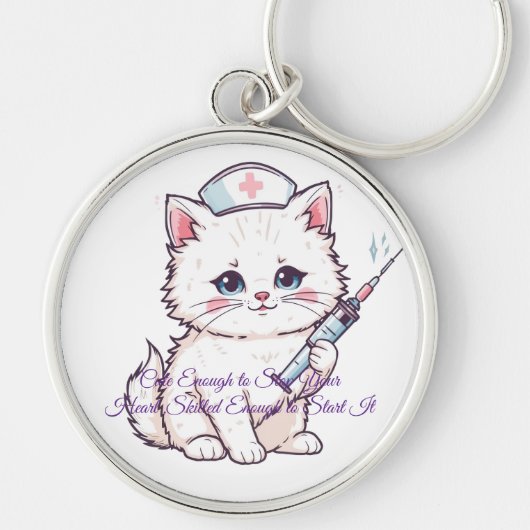 Custom Nurse Cat Skilled Enough キーホルダー (正面)