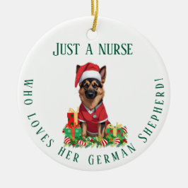 Custom Nurse Loves German Shepherd Dog Christmas セラミックオーナメント