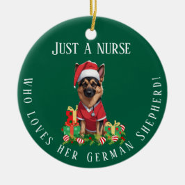 Custom Nurse Loves German Shepherd Dog Christmas セラミックオーナメント