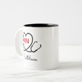 Custom Nurse Mug Monogram Gift RN LPN CNA Nurse ツートーンマグカップ (正面左)
