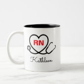 Custom Nurse Mug Monogram Gift RN LPN CNA Nurse ツートーンマグカップ (左)