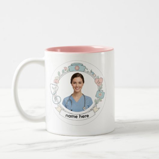 Custom Nurse Mug – Personalized Medical Gift ツートーンマグカップ (左)