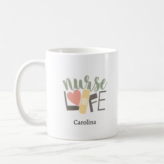 Custom Nurse Name Mug | Nursing Gift for RN, LPN コーヒーマグカップ (左)