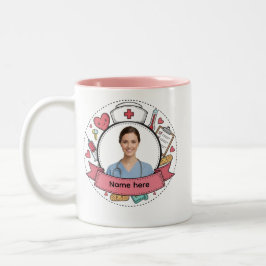 Custom Nurse Photo Mug with Name ツートーンマグカップ