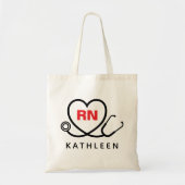 Custom Nurse Tote, Monogram Gift for RN ER Nurse トートバッグ (正面)