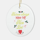 Custom Nurses Always Make the Nice List Christmas セラミックオーナメント (左)