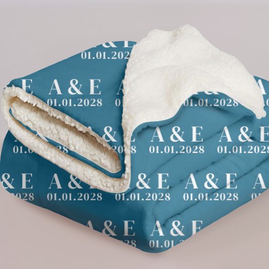 Custom Ocean Blue Blanket for Bride & Groom Gift シェルパブランケット