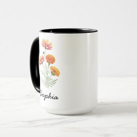 Custom October Birth Flower - Personalized Name マグカップ (正面左)