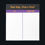 Custom October Halloween Bunco Table Tally  ノートパッド<br><div class="desc">Add spooky fun to your Bunco night with this Halloween table tally sheet! Perfect for October Bunco events, this score sheet features black, vibrant purple and orange Halloween-themed designs. Easily track scores for each table, making your Bunco game festive and organized. Ideal for parties, club nights, or seasonal gatherings. Trick...</div>