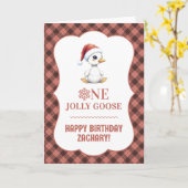 Custom One Jolly Goose December First Birthday カード (黄色い花)