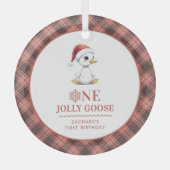 Custom One Jolly Goose December First Birthday ガラスオーナメント (正面)
