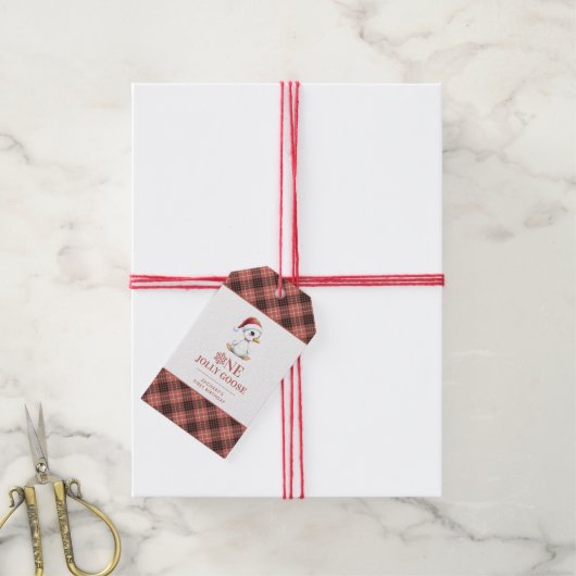 Custom One Jolly Goose December First Birthday ギフトタグ (より糸付き)