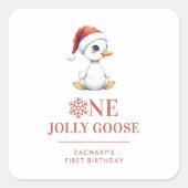 Custom One Jolly Goose December First Birthday スクエアシール (正面)