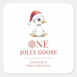 Custom One Jolly Goose December First Birthday スクエアシール