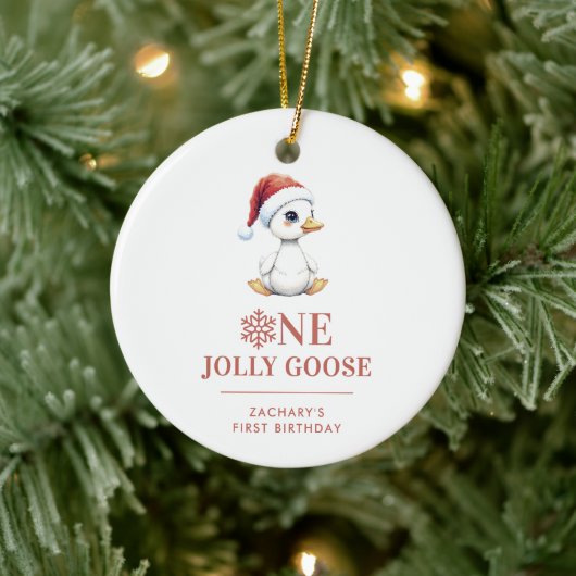 Custom One Jolly Goose December First Birthday セラミックオーナメント (ツリー)