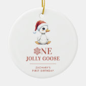 Custom One Jolly Goose December First Birthday セラミックオーナメント (正面)