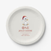 Custom One Jolly Goose December First Birthday ペーパープレート (正面)