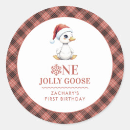 Custom One Jolly Goose December First Birthday ラウンドシール