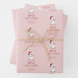 Custom One Jolly Goose December First Birthday ラッピングペーパーシート