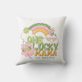 Custom One Lucky Mama Cute Retro Groovy クッション (裏面)