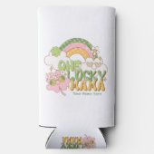 Custom One Lucky Mama Retro Groovy スリム缶クーラー (裏面)