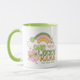 Custom One Lucky Mama Retro Groovy Rainbow マグカップ