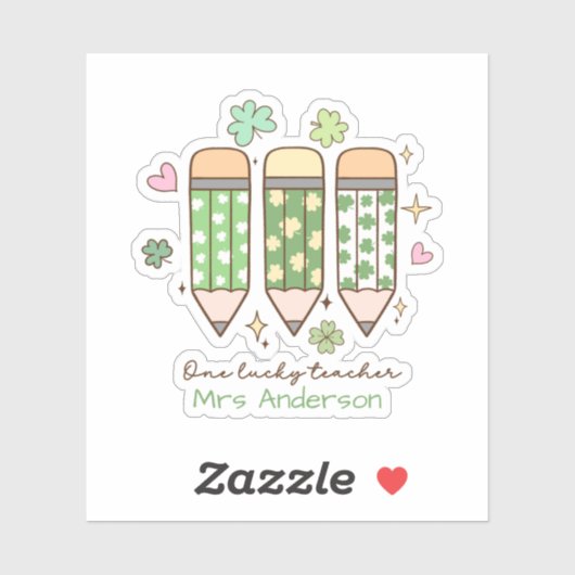 Custom One Lucky Teacher Retro Pencil シール (シート)