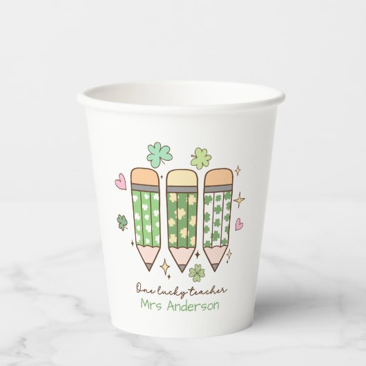 Custom One Lucky Teacher School Party 紙コップ (正面)