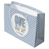 Custom One Silly Goose 1st Birthday Plaid Pattern ラージペーパーバッグ (裏面アングル)