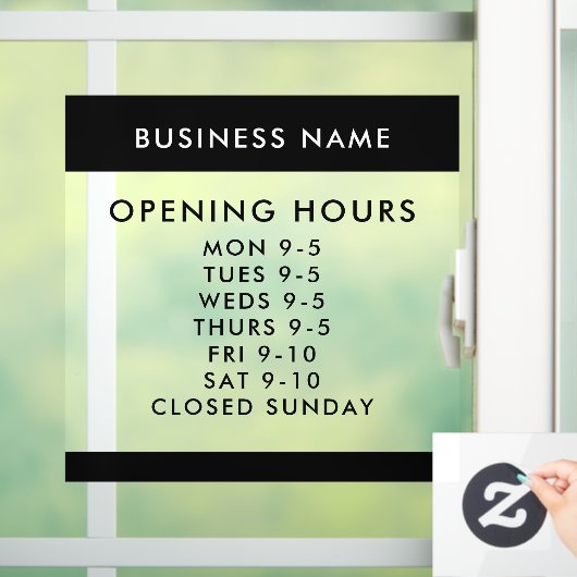 Custom Opening Hours Modern Minimalist Window ウィンドウサイン (ホーム)