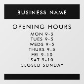 Custom Opening Hours Modern Minimalist Window ウィンドウサイン (シート)