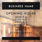 Custom Opening Hours Modern Minimalist Window ウィンドウサイン (シート2)