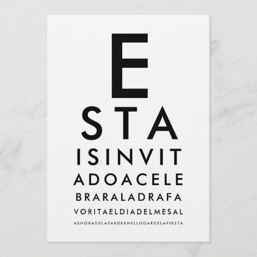 Custom Ophthalmology Optometry Eye Chart 招待状 (正面)
