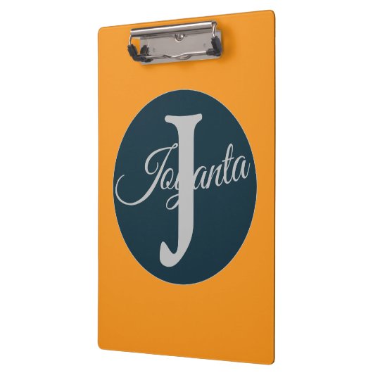 Custom  orange greay blue Monogram Elegant クリップボード (左)