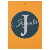 Custom  orange greay blue Monogram Elegant クリップボード (裏面)