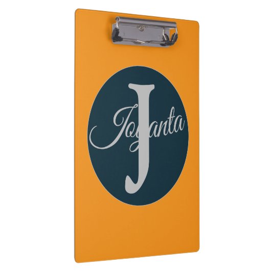 Custom orange greay blue Monogram Elegant クリップボード (右)