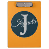 Custom  orange greay blue Monogram Elegant クリップボード (正面)