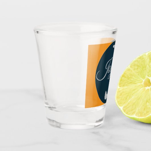 Custom  orange greay blue Monogram Elegant ショットグラス (左)