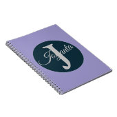 Custom  orange greay blue Monogram Elegant ノートブック (右側)