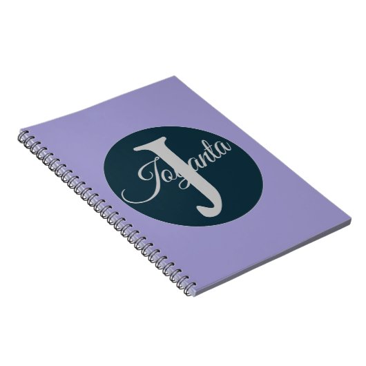 Custom  orange greay blue Monogram Elegant ノートブック (右側)