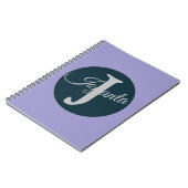 Custom  orange greay blue Monogram Elegant ノートブック (左側)