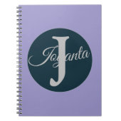 Custom  orange greay blue Monogram Elegant ノートブック (正面)