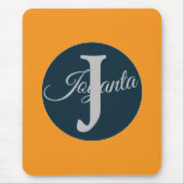 Custom  orange greay blue Monogram Elegant マウスパッド (正面)