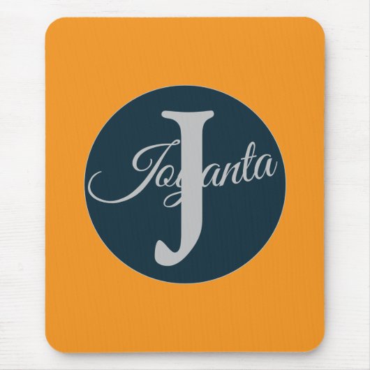 Custom  orange greay blue Monogram Elegant マウスパッド (正面)